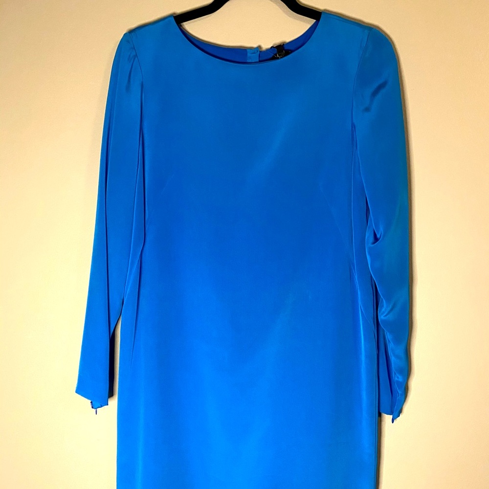 Tibi Cerulean blue silk shift dress
